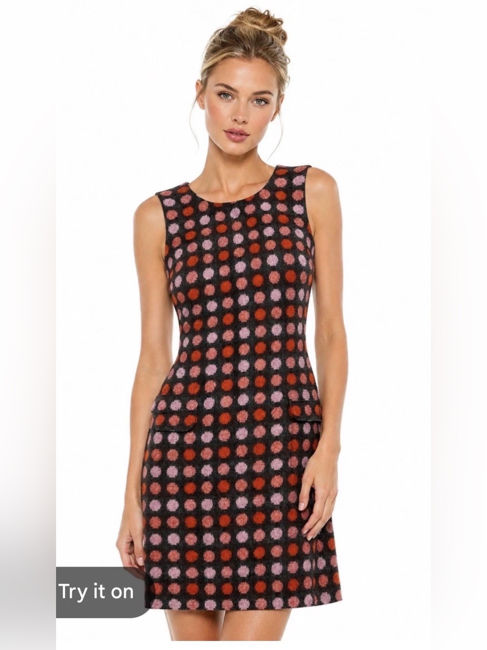 NWOT Boden 100% Wool Sleeveless Sheath Dress Red & Pink Dots Sz 6L B137